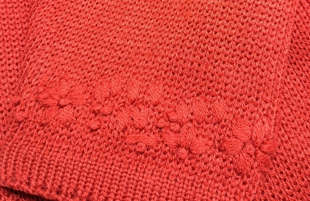 COPY - Vintage Crystal Kobe Red Knit Cardigan With Embroidered Flowers Size XL